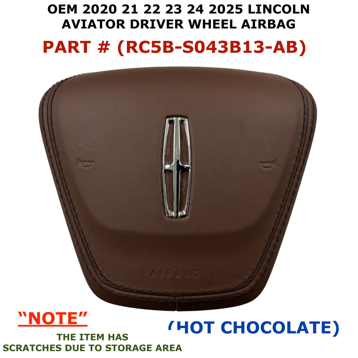 2020-2025 Lincoln Aviator Driver Wheel Airbag OEM Hot Chocolate RC5B-S043B13-AB, photo 1