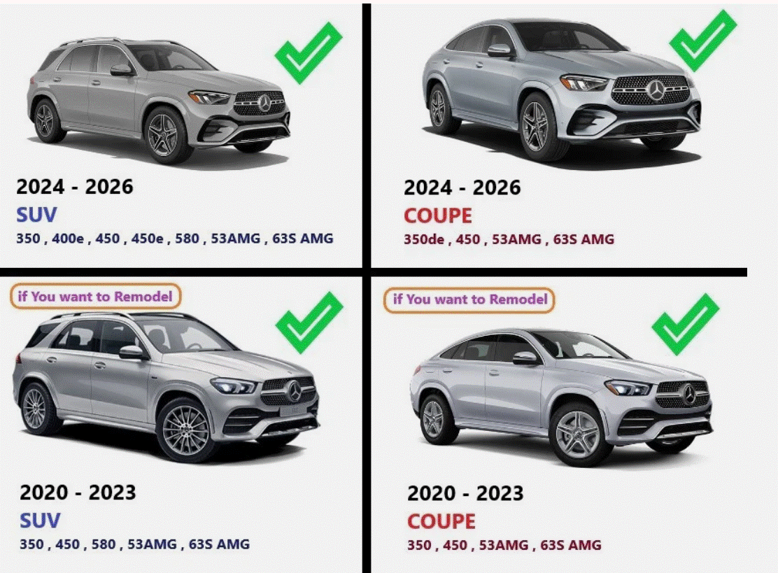 2024-2026 Mercedes GLE 350 450 580 COUPE & SUV Front Bumper Obsidian Black Metallic