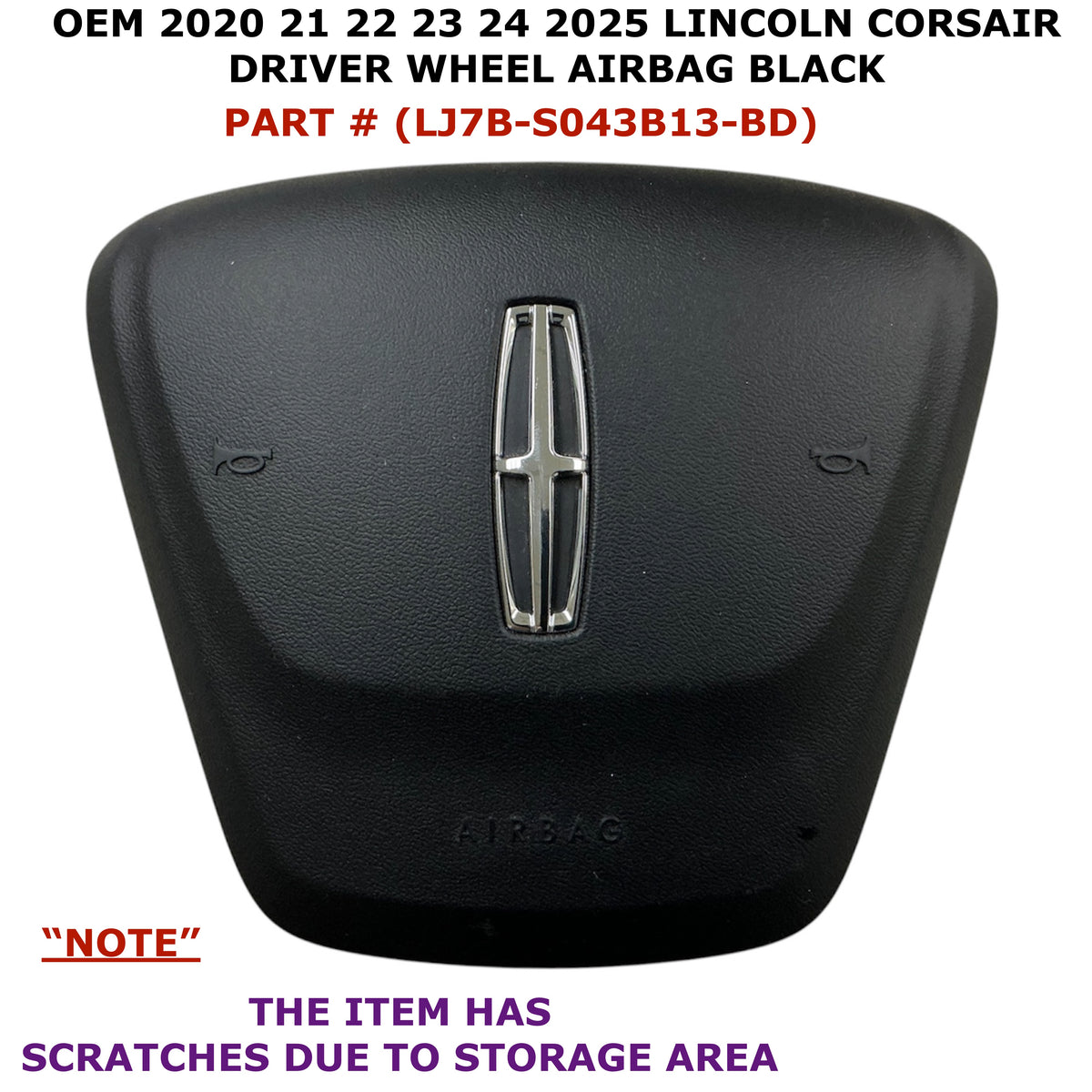 2020-2025 Lincoln Corsair Driver Wheel Airbag OEM Black LJ7B-S043B13-BD, photo 1