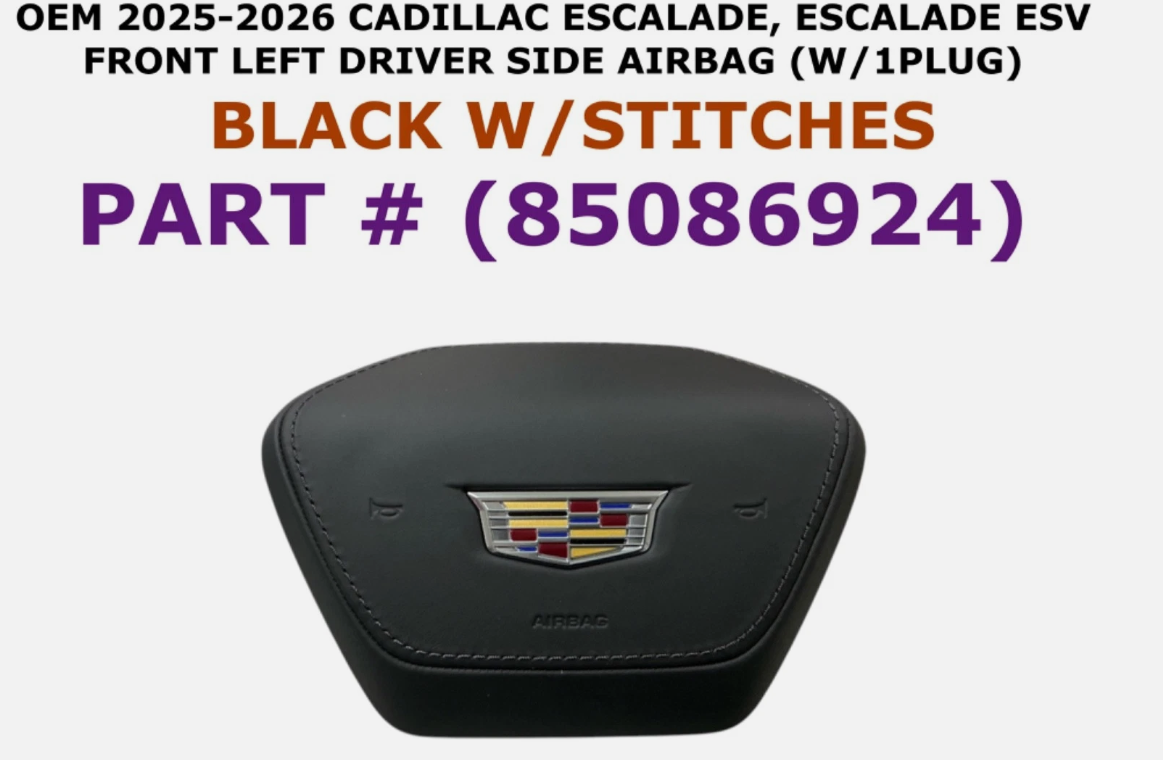 2025-2026 OEM Cadillac Escalade Driver Wheel Airbag Black W/Stitches 85086924, photo 2
