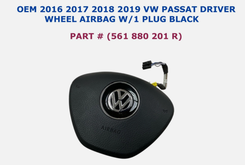 2016-2019 OEM Volkswagen Passat Driver Wheel Airbag W/1 Plug Black 561880201R