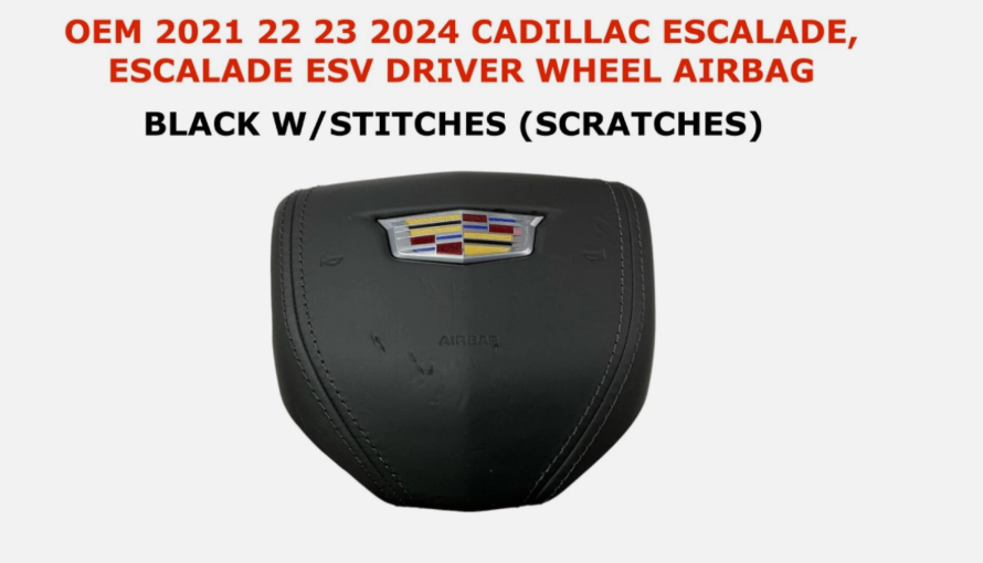 2021-2024 OEM Cadillac Escalade Driver Wheel Airbag W/Stitches Jet Black 84823455
