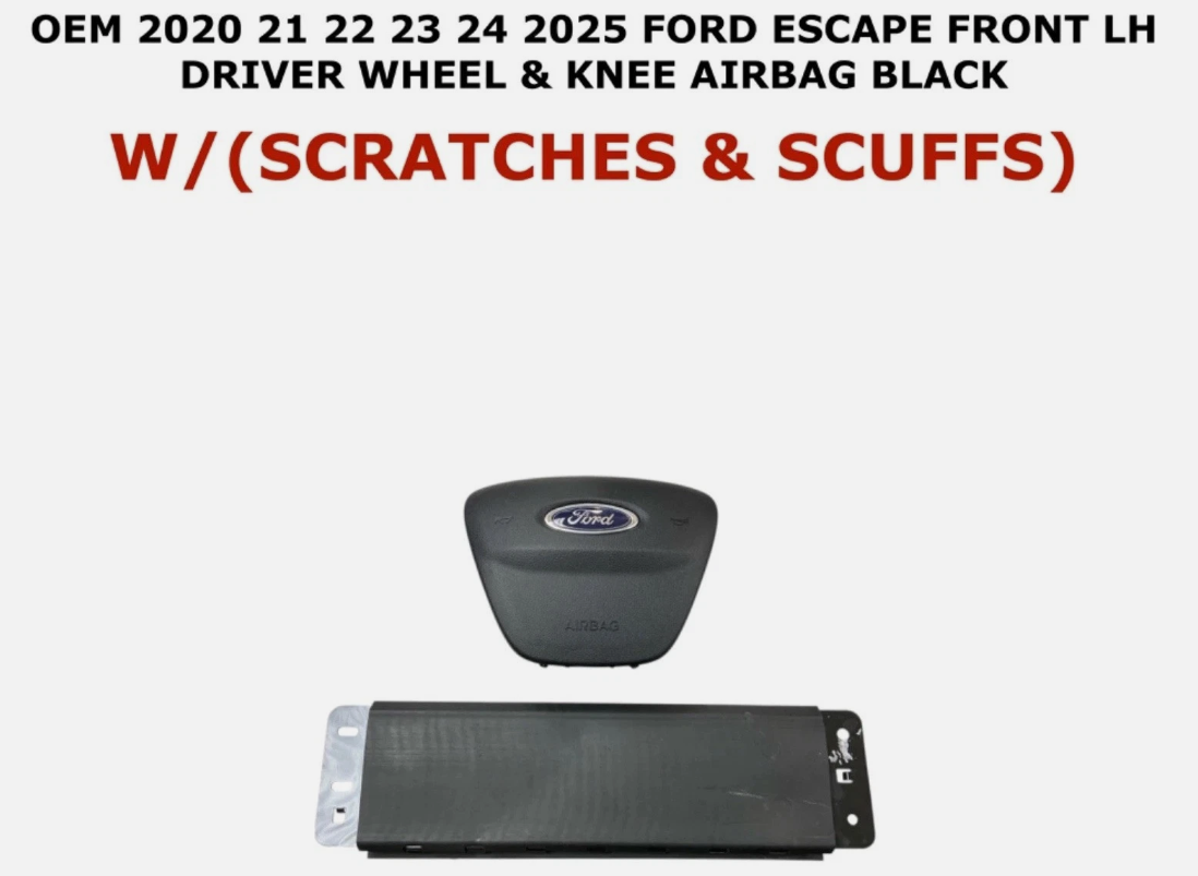 2020-2026 OEM Ford Escape Driver Wheel & Knee Airbag Black LJ6Z-78043B13-BB LJ6B-S042A01-AF, photo 1