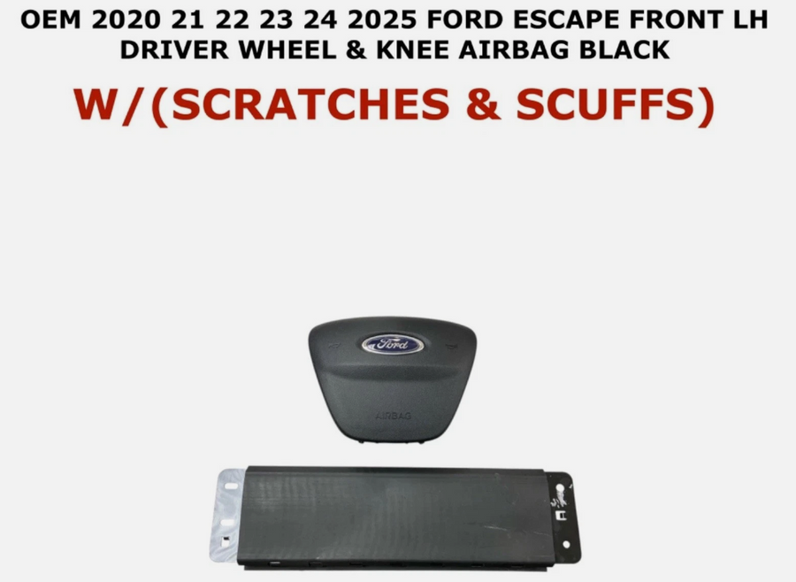 2020-2026 OEM Ford Escape Driver Wheel & Knee Airbag Black LJ6Z-78043B13-BB LJ6B-S042A01-AF