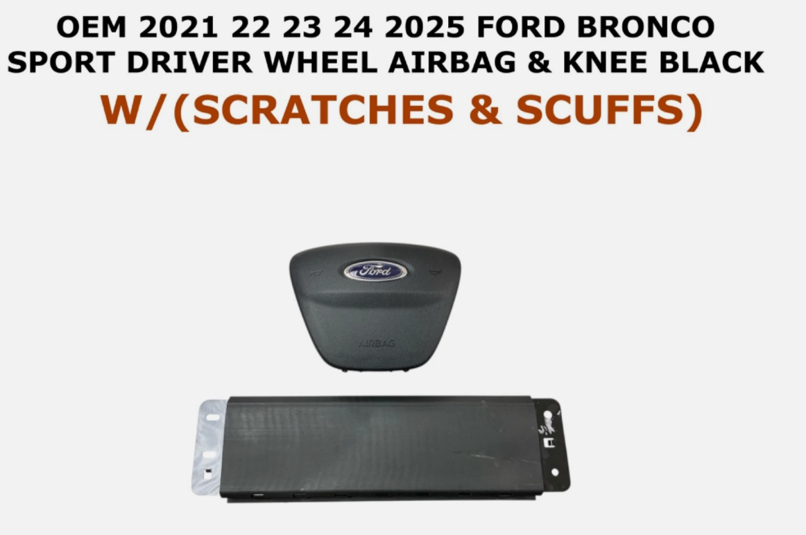 2021-2025 OEM Ford Bronco Sport Driver Wheel & Knee Airbag Black LJ7B-S044A74-AD LJ6B-S042A01-AF, photo 1
