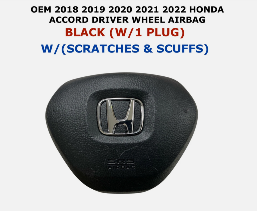 2018-2022 OEM Honda Accord Driver Wheel Airbag W/1 Plug Black 77800-TVA-A81-M1