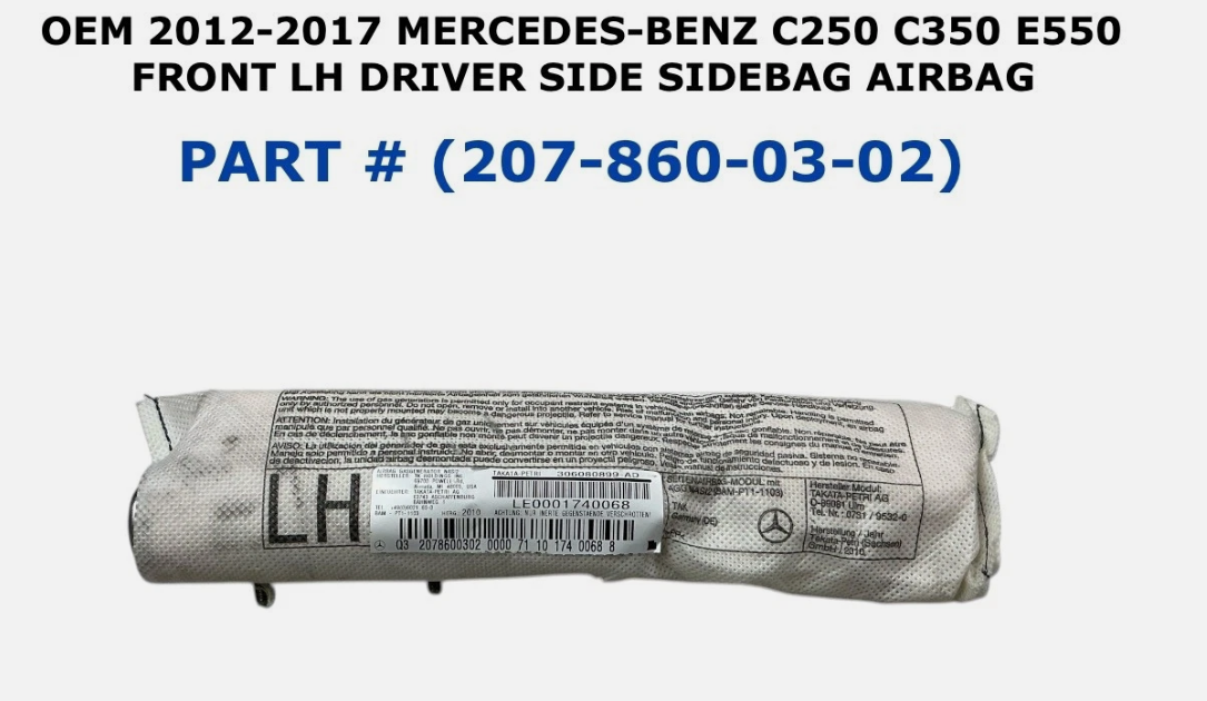 2012-2017 Mercedes-Benz C250 C350 E550 Front Left Side Sidebag Airbag 207-860-03-02, photo 1