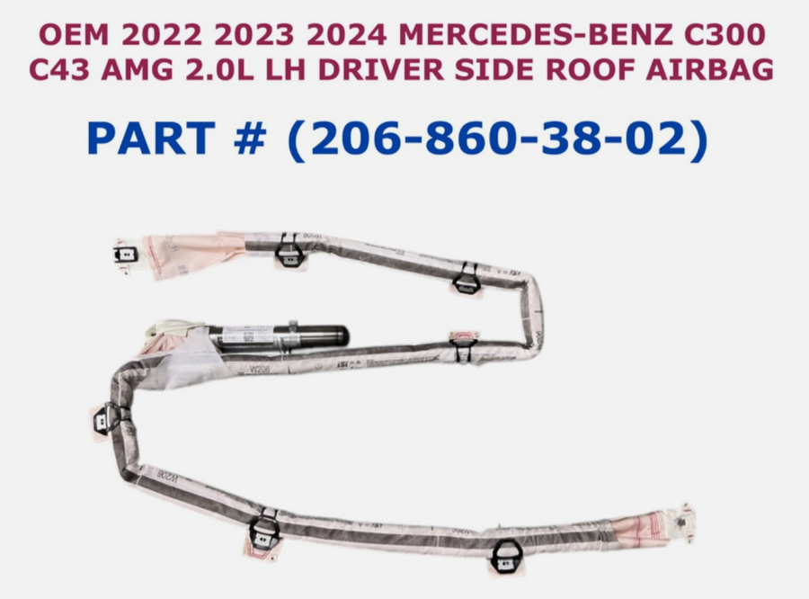 202-2024 Mercedes-Benz C300 C43 AMG 2.0L Left Side Roof Airbag 206-860-38-02