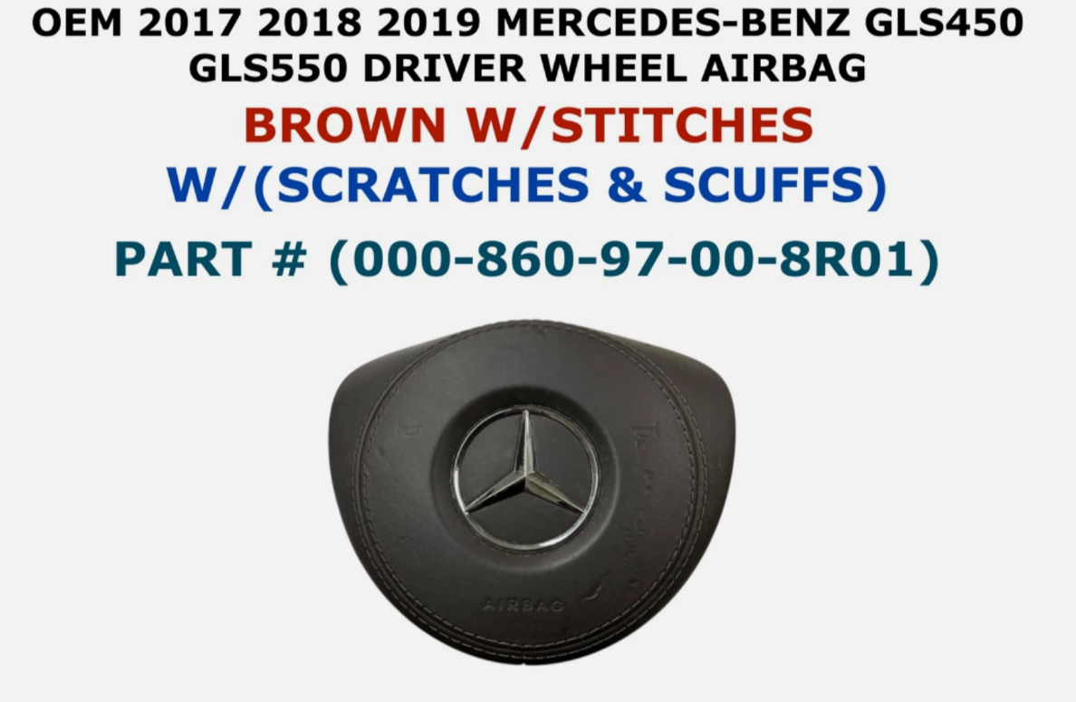2017-2019 Mercedes-Benz GLS450 GLS550 Driver Wheel Airbag Brown W/Stitches 000-860-97-00-8R01 (Q05), photo 1