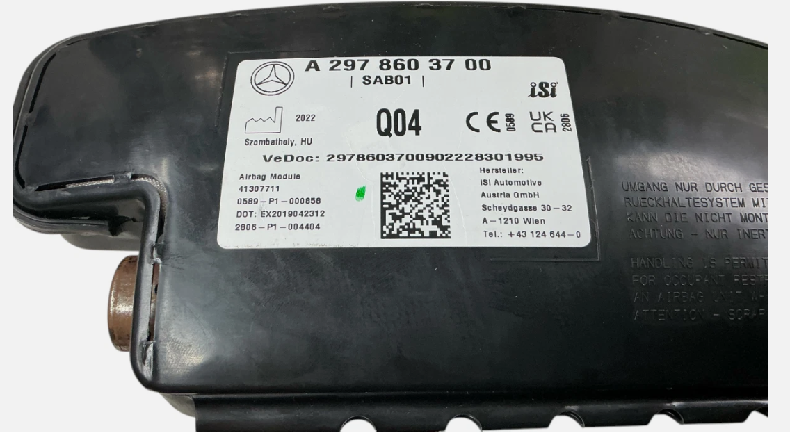 2022-2025 Mercedes-Benz EQS 450 Left Side Seat Airbag Black 297-860-37-00, photo 2