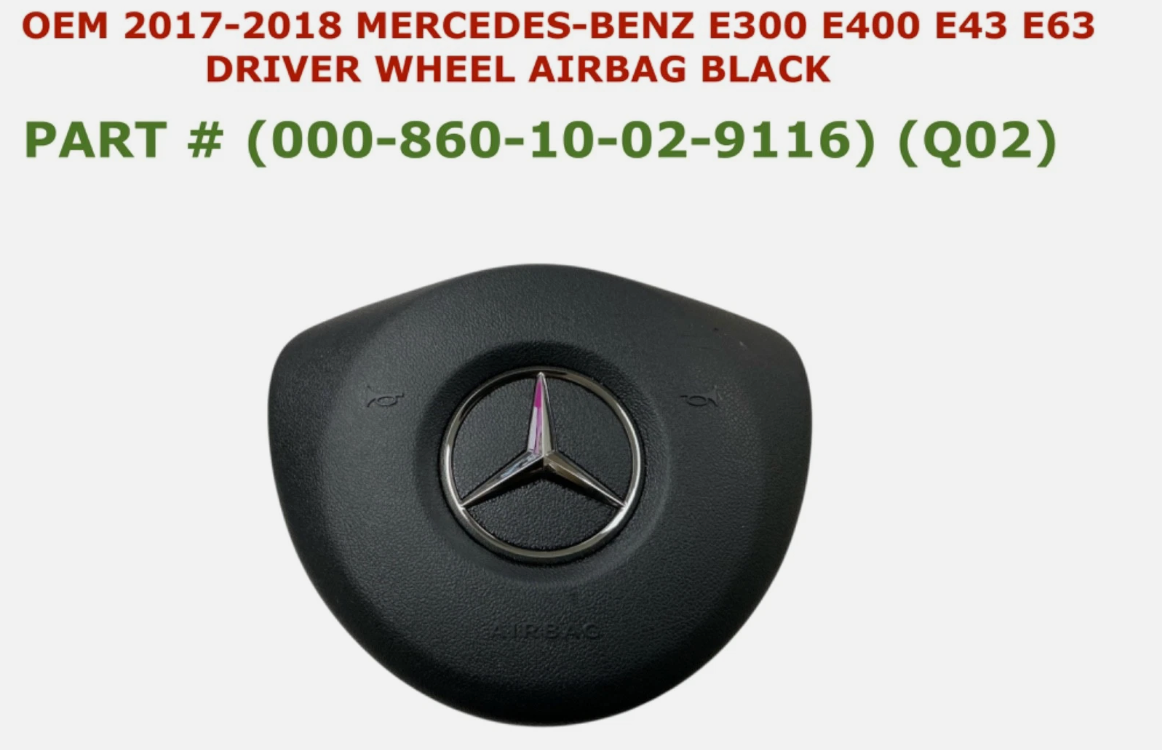 2017-2018 OEM Mercedes-Benz E300 E400 E43 E63 Driver Wheel Airbag Black 000 860 1002, photo 1