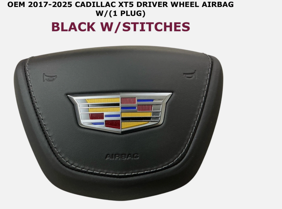 2017-2025 Cadillac XT5 Driver Wheel Airbag W/Stitches Black 84569173, photo 1