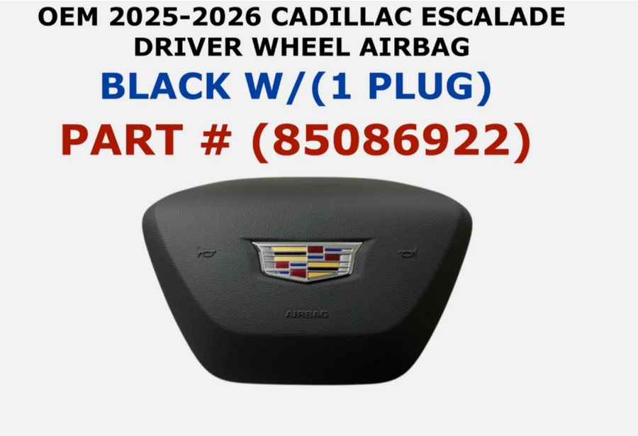 2025-2026 Cadillac Escalade Driver Wheel Airbag W/1 Plug Black 85086922
