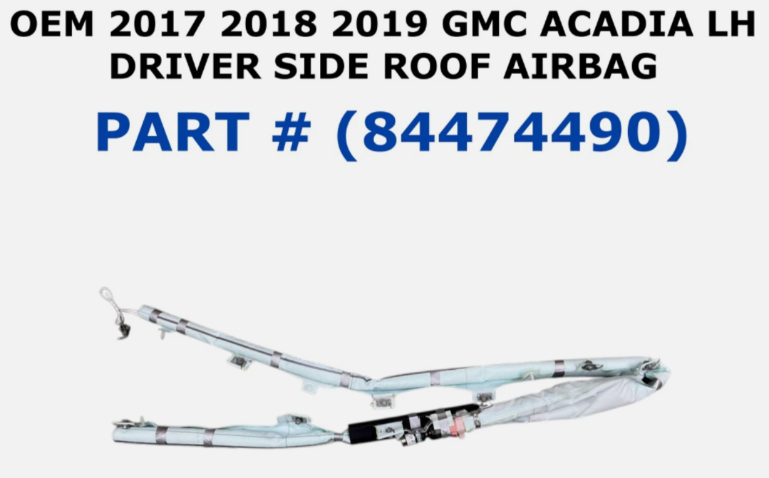 2017-2019 GMC Acadia Left Side Roof Airbag 84414490, photo 1