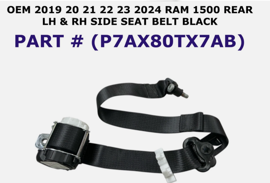 2019-2024 Dodge RAM 1500 Rear Left & Right Side Seat Belt Black OEM P7AX80TX7AB
