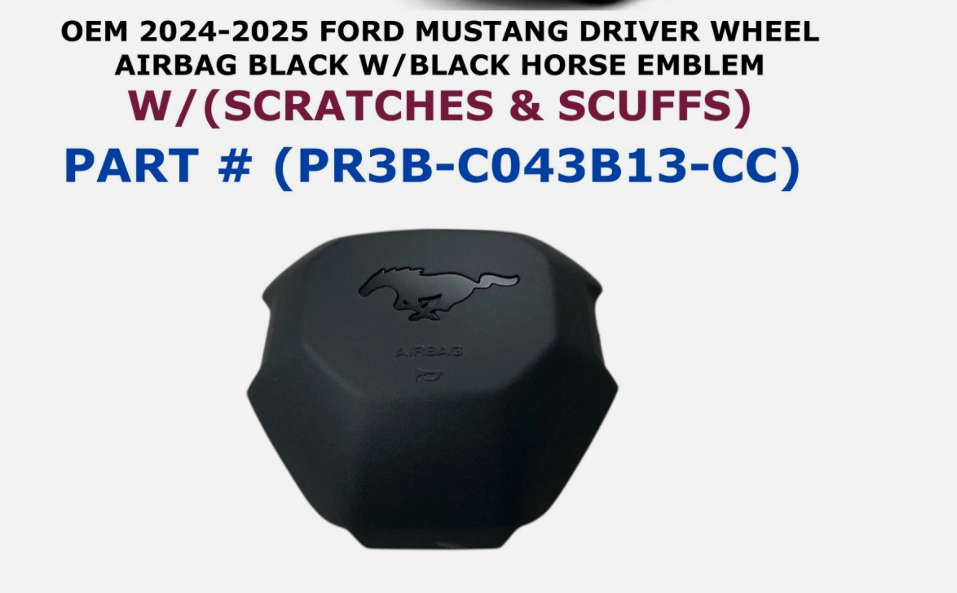 2024-2026 Ford Mustang Driver Wheel Airbag Black Horse OEM PR3B-C043B13-CC, photo 1