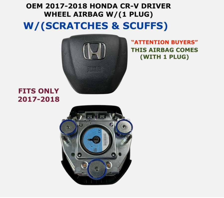 2017-2018 Honda CR-V Driver Wheel Airbag W/1 Plug Black 77810TLAA81ZA